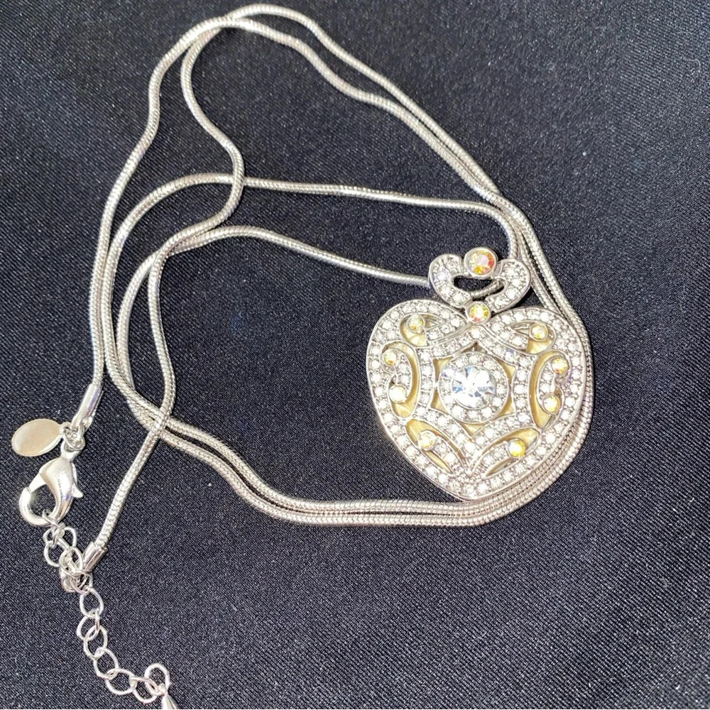 Kirks Folly Heart Locket Necklace Rhinestones I REMEMBER YOU BY HEART - Picture 1 of 9